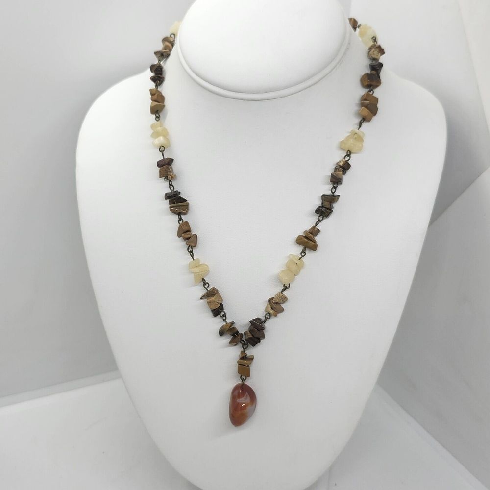 Mixed Stone Beaded Y Drop‎ Necklace